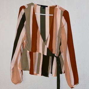 Striped Nude color cross body blouse